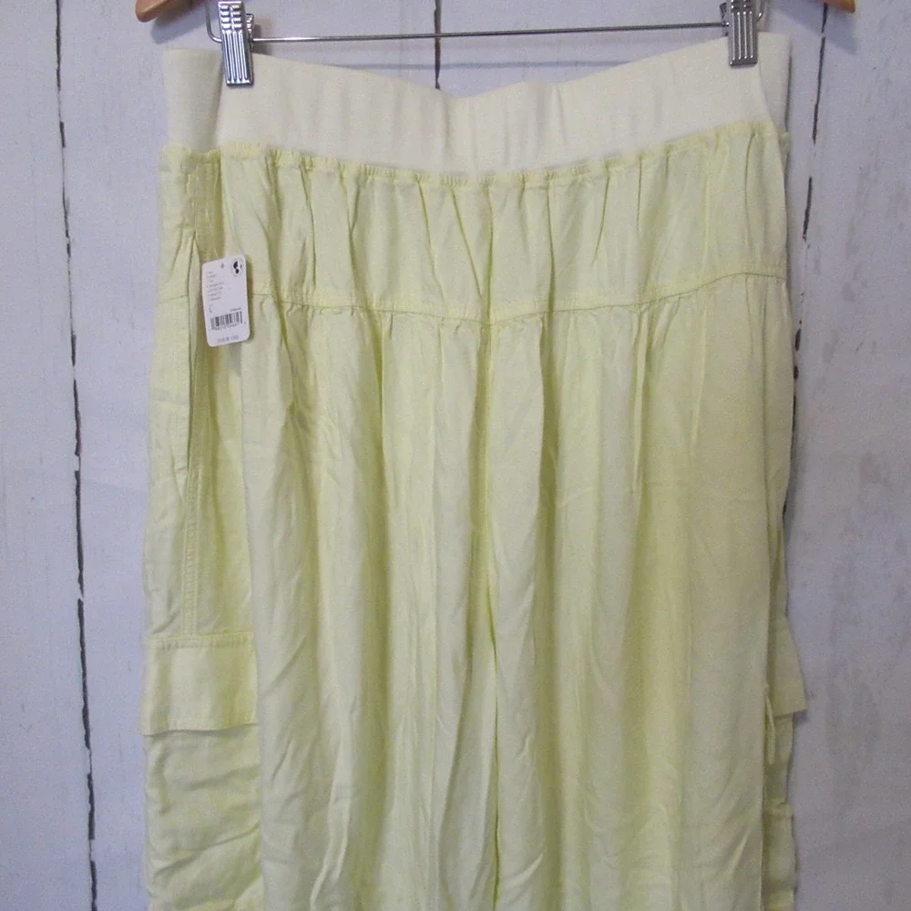 New Free People Movement Pants L Final Stretch Cargo Wide Leg Baggy Ginger Tea
